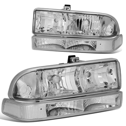 FAROS 98-04 CHEVY S10 / BLAZER - 4PC - 9006 LOW BEAM / 9005 HIGH BEAM - CHROME HOUSING / CLEAR CORNER