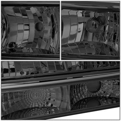 FAROS 98-04 CHEVY S10 / BLAZER - 4PC - 9006 LOW BEAM / 9005 HIGH BEAM - SMOKE HOUSING / CLEAR CORNER