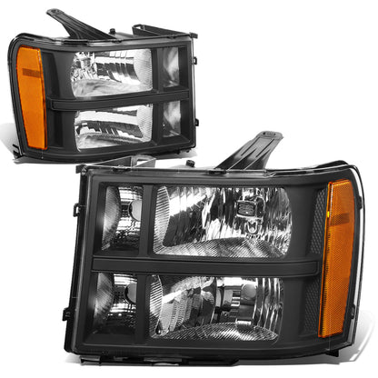 FAROS 07-13 GMC SIERRA 1500 / 07-14 GMC SIERRA 2500, 3500 - DOES NOT FIT 2007 CLASSIC OLD BODY STYLES - BLACK HOUSING / AMBER CORNER