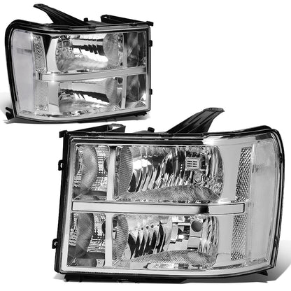 FAROS 07-13 GMC SIERRA 1500 / 07-14 GMC SIERRA 2500 / 07-14 GMC SIERRA 3500 - DOES NOT FIT 2007 CLASSIC (OLD BODY) STYLES - OE STYLE - CHROME HOUSING / CLEAR CORNER - H11 LOW BEAM / 9005 HIGH BEAM, 4151NA SIGNAL, 194 MARKER