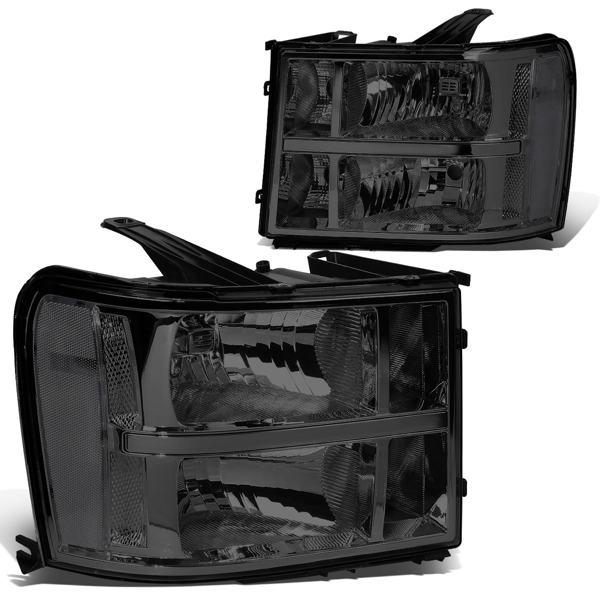 FAROS 07-13 GMC SIERRA 1500 / 07-14 GMC SIERRA 2500, 3500 - DOES NOT FIT 2007 CLASSIC OLD BODY STYLES - SMOKE HOUSING / CLEAR CORNER