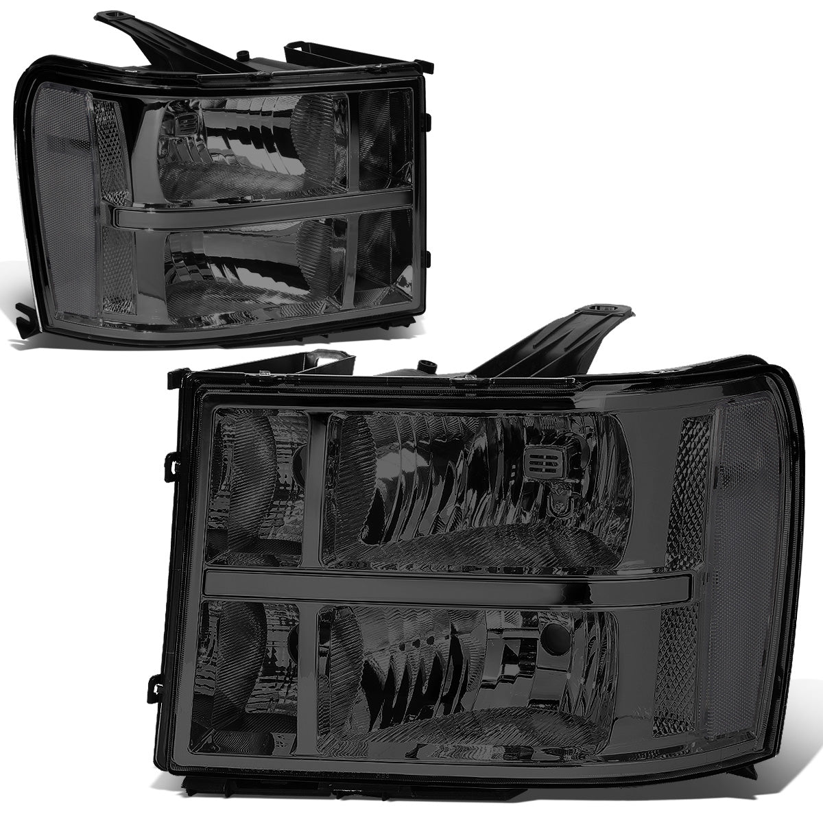FAROS 07-13 GMC SIERRA 1500 / 07-14 GMC SIERRA 2500, 3500 - DOES NOT FIT 2007 CLASSIC OLD BODY STYLES - SMOKE HOUSING / CLEAR CORNER