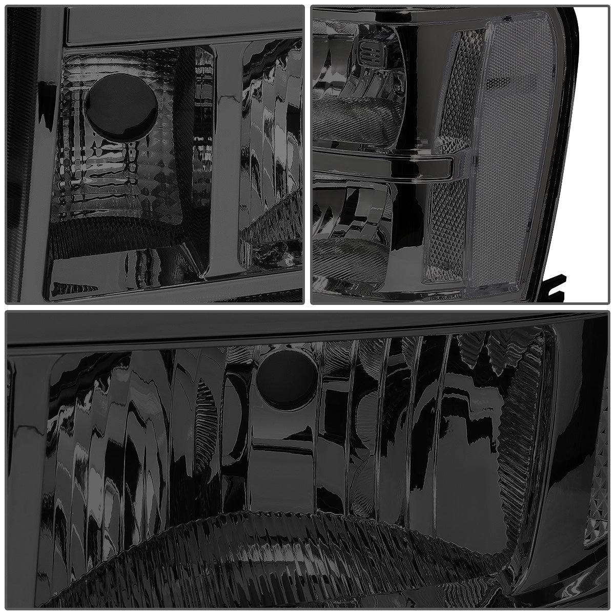 FAROS 07-13 GMC SIERRA 1500 / 07-14 GMC SIERRA 2500, 3500 - DOES NOT FIT 2007 CLASSIC OLD BODY STYLES - SMOKE HOUSING / CLEAR CORNER