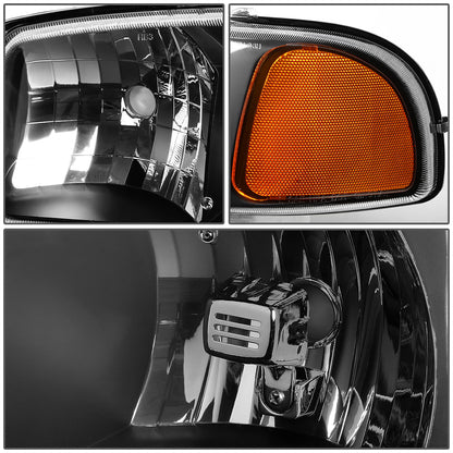 FAROS 99-07 GMC SIERRA 1500 / 99-04 2500 / 01-07 1500 HD/2500 HD/3500 HD / 99-06 YUKON / 00-06 YUKON XL 1500/2500 / 2001 SIERRA C3 - 2PC - 9005 LOW BEAM / HIGH BEAM - BLACK HOUSING / AMBER CORNER