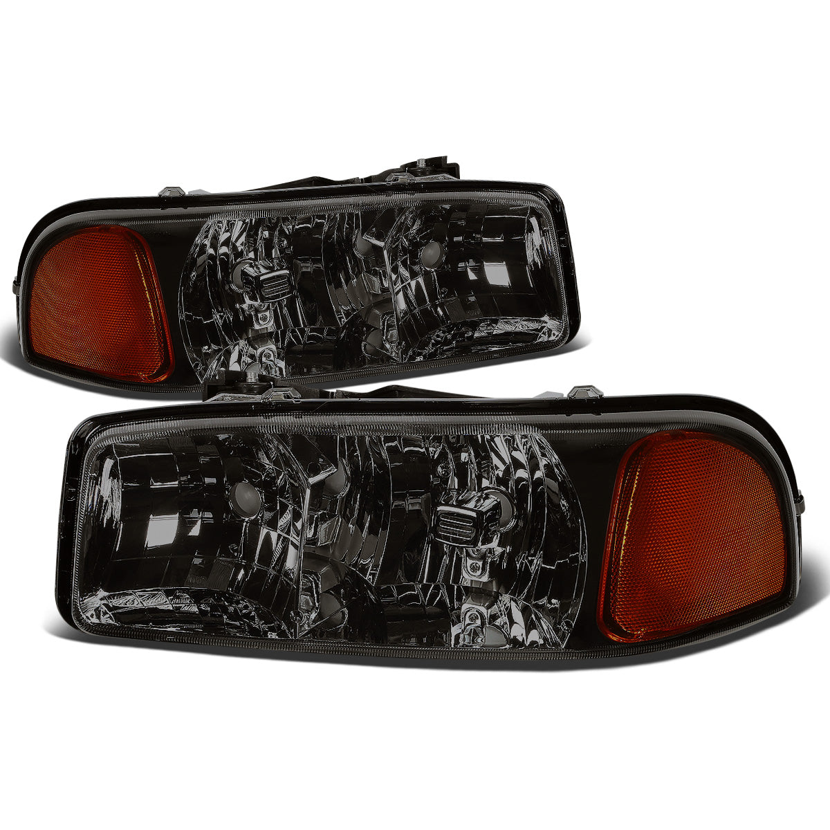 FAROS 99-07 GMC SIERRA 1500 / 99-04 2500 / 01-07 1500 HD/2500 HD/3500 HD / 99-06 YUKON / 00-06 YUKON XL 1500/2500 / 2001 SIERRA C3 - 2PC - 9005 LOW BEAM / HIGH BEAM - SMOKE HOUSING / AMBER CORNER