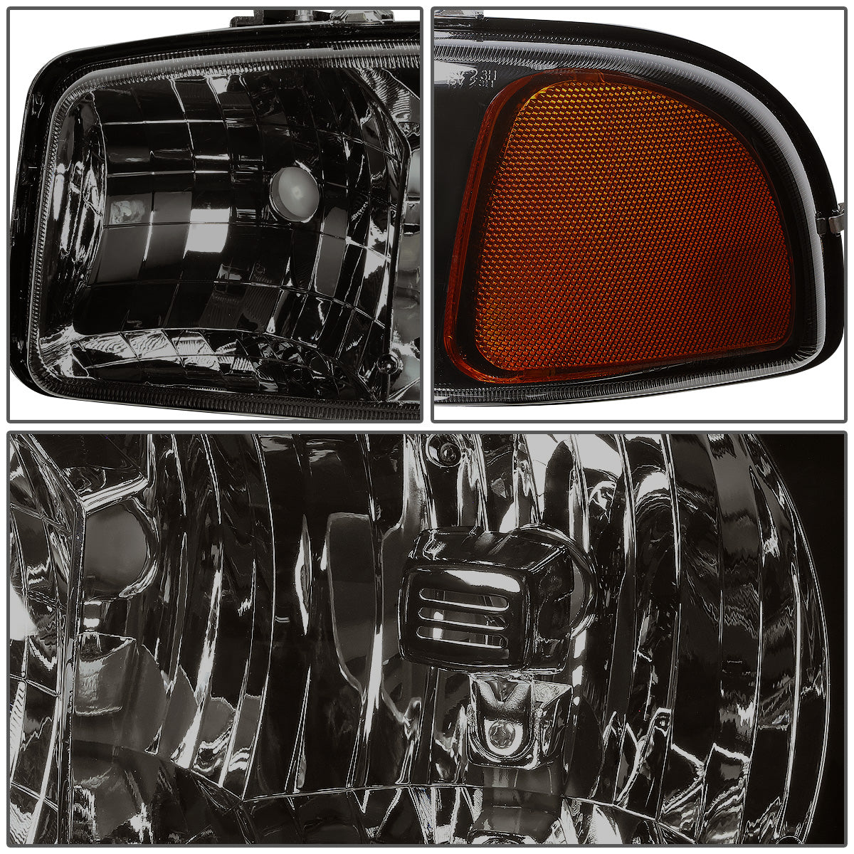 FAROS 99-07 GMC SIERRA 1500 / 99-04 2500 / 01-07 1500 HD/2500 HD/3500 HD / 99-06 YUKON / 00-06 YUKON XL 1500/2500 / 2001 SIERRA C3 - 2PC - 9005 LOW BEAM / HIGH BEAM - SMOKE HOUSING / AMBER CORNER
