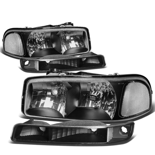 FAROS 99-07 GMC SIERRA 1500 / 99-04 2500 / 01-07 1500 HD/2500 HD/3500 HD / 99-06 YUKON / 00-06 YUKON XL 1500/2500 / 2001 SIERRA C3 - 4PC - 9005 LOW BEAM / HIGH BEAM - BLACK HOUSING / CLEAR CORNER