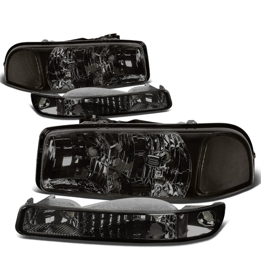 FAROS 99-07 GMC SIERRA 1500 / 99-04 2500 / 01-07 1500 HD/2500 HD/3500 HD / 99-06 YUKON / 00-06 YUKON XL 1500/2500 / 2001 SIERRA C3 - 4PC - 9005 LOW BEAM / HIGH BEAM - SMOKE HOUSING / CLEAR CORNER