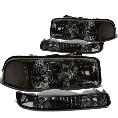 FAROS 99-07 GMC SIERRA 1500 / 99-04 2500 / 01-07 1500 HD/2500 HD/3500 HD / 99-06 YUKON / 00-06 YUKON XL 1500/2500 / 2001 SIERRA C3 - 4PC - 9005 LOW BEAM / HIGH BEAM - SMOKE HOUSING / CLEAR CORNER