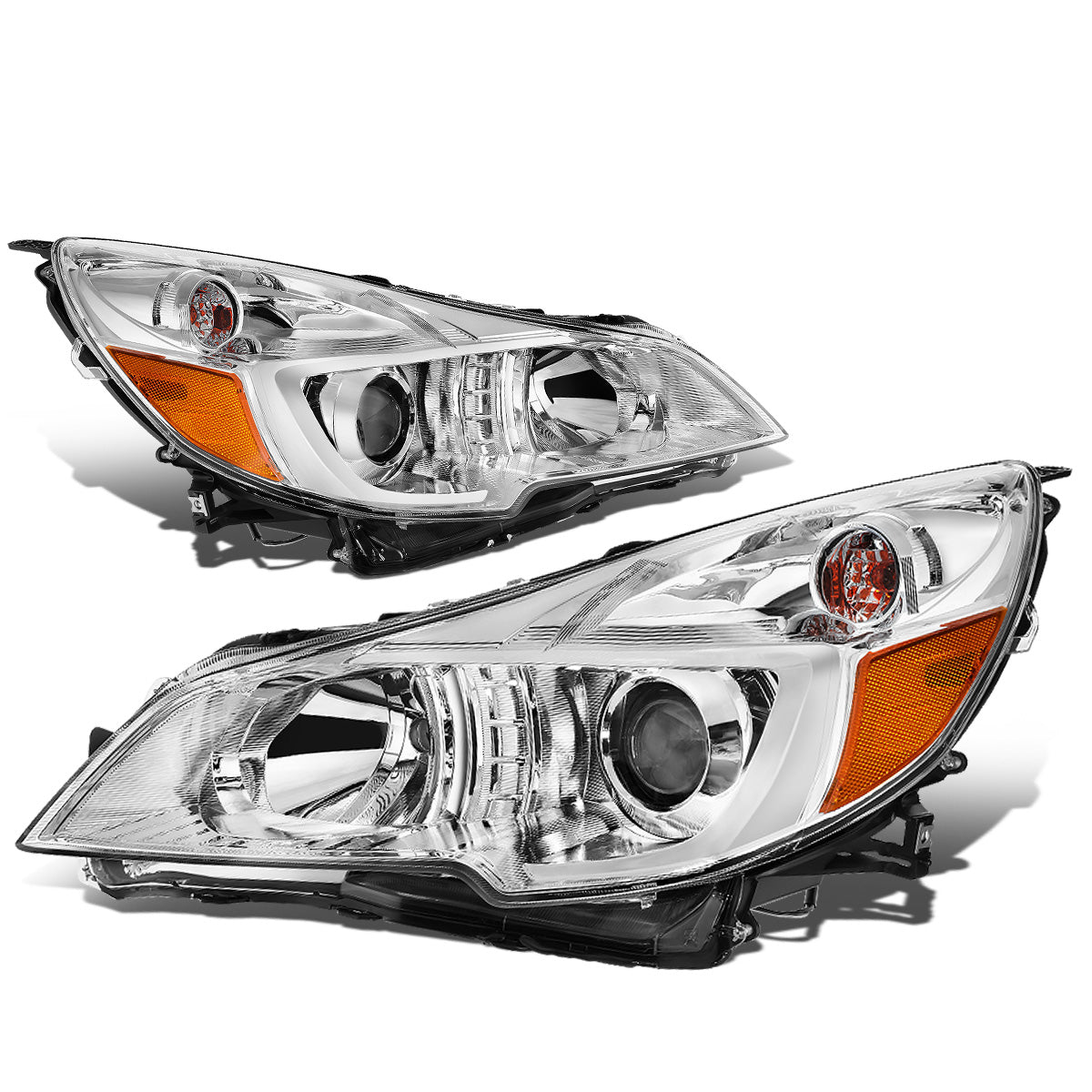 FAROS 10-14 SUBARU OUTBACK, LEGACY - PROJECTOR - 9005 HIGH BEAM / H1 LOW BEAM - CHROME HOUSING / AMBER CORNER
