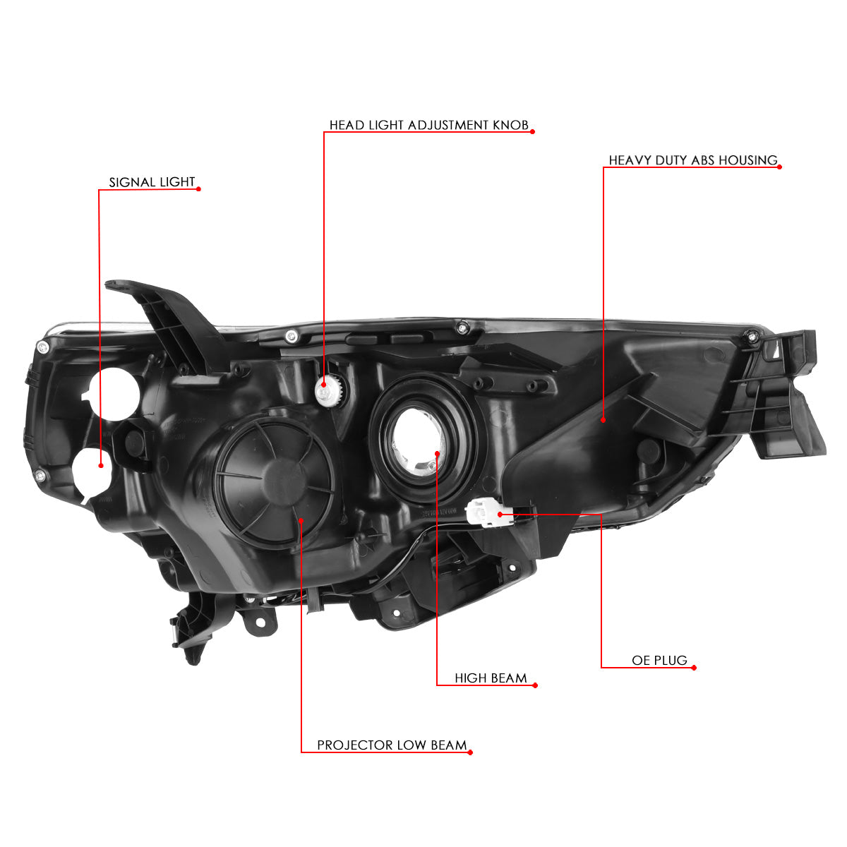 FAROS 14-20 TOYOTA 4RUNNER - PROJECTOR - H11 LOW BEAM / 9005 HIGH BEAM / 7444NA TURN SIGNAL - BLACK HOUSING / CLEAR CORNER