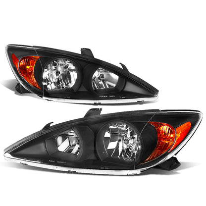 FAROS 02-04 TOYOTA CAMRY 4-DOOR - 9006 LOW BEAM / 9005 HIGH BEAM / 3457A TURN SIGNAL - BLACK HOUSING / AMBER CORNER