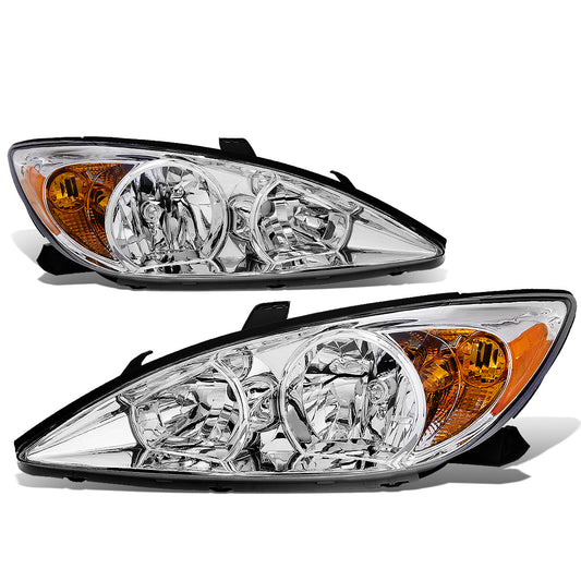 FAROS 02-04 TOYOTA CAMRY 4-DOOR - 9006 LOW BEAM / 9005 HIGH BEAM / 3457A TURN SIGNAL - CHROME HOUSING / AMBER CORNER