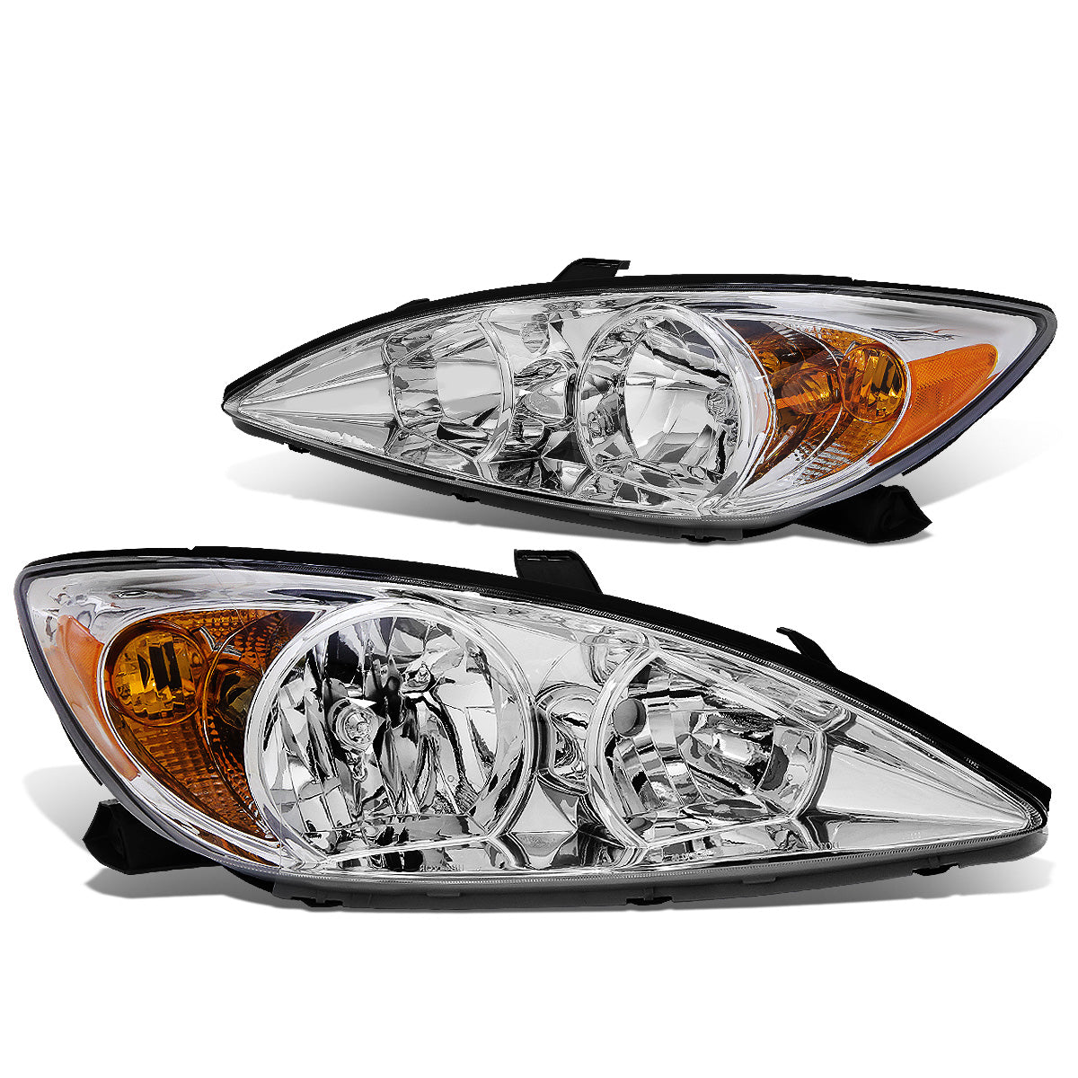 FAROS 02-04 TOYOTA CAMRY 4-DOOR - 9006 LOW BEAM / 9005 HIGH BEAM / 3457A TURN SIGNAL - CHROME HOUSING / AMBER CORNER