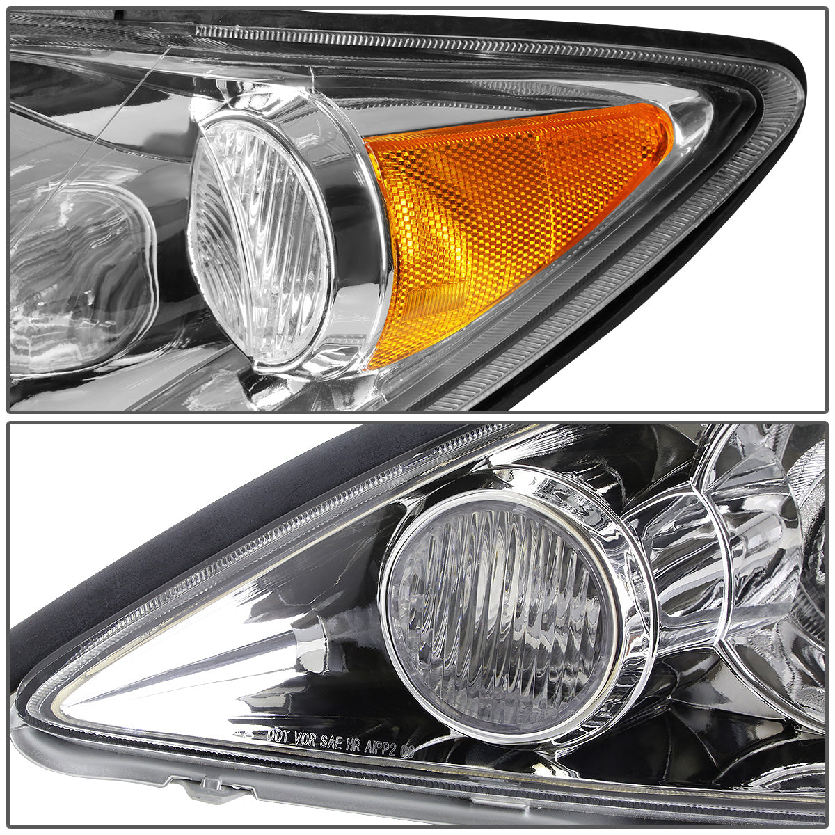 FAROS 05-06 TOYOTA CAMRY - 9006 LOW BEAM / 9005 HIGH BEAM / 4157NA TURN SIGNAL - CHROME HOUSING / AMBER CORNER