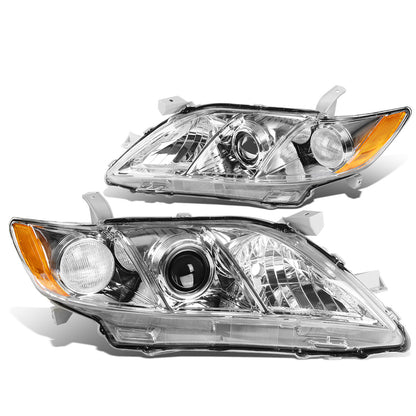 FAROS 07-09 TOYOTA CAMRY - H1 LOW BEAM / 9005 HIGH BEAM / 3457A TURN SIGNAL - CHROME HOUSING / AMBER CORNER