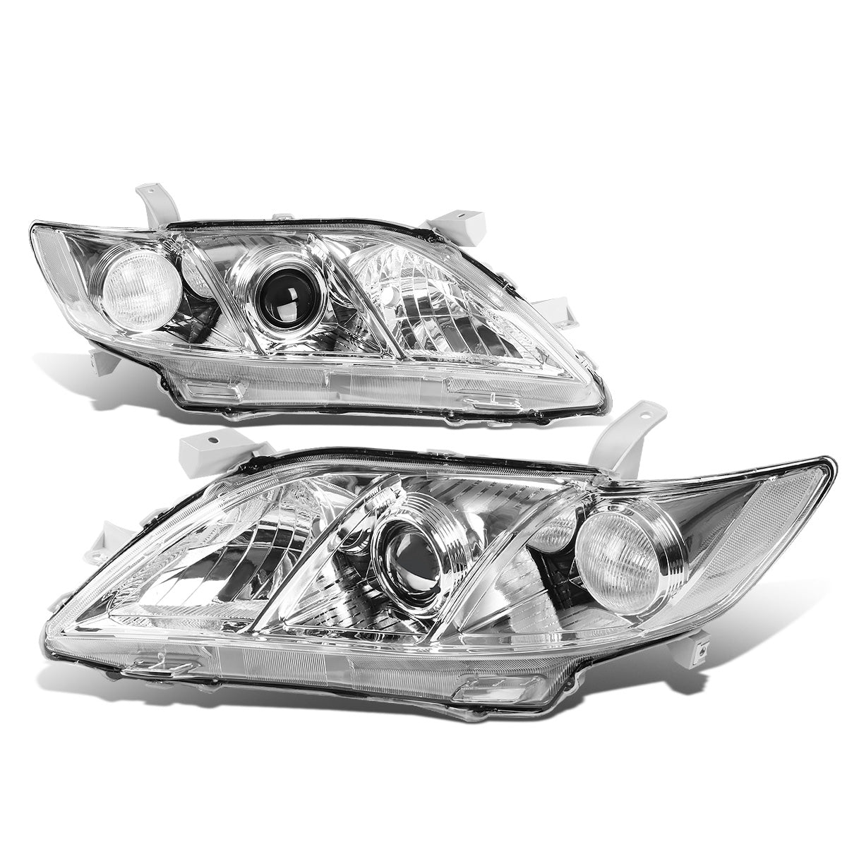 FAROS 07-09 TOYOTA CAMRY - H1 LOW BEAM / 9005 HIGH BEAM / 3457A TURN SIGNAL - CHROME HOUSING / CLEAR CORNER
