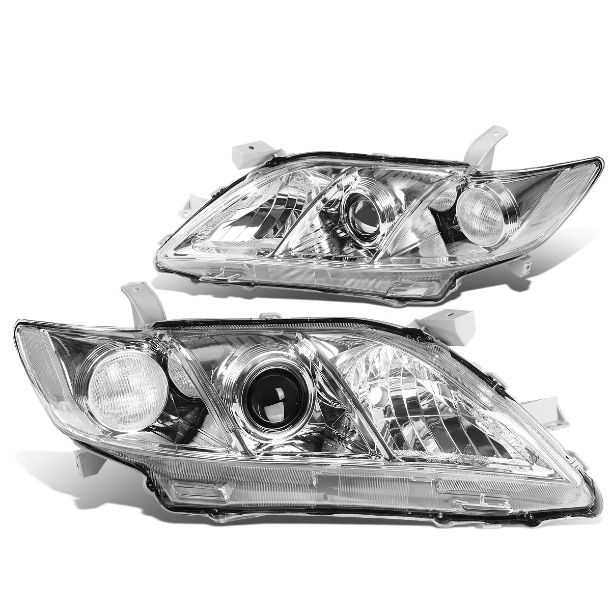 FAROS 07-09 TOYOTA CAMRY - H1 LOW BEAM / 9005 HIGH BEAM / 3457A TURN SIGNAL - CHROME HOUSING / CLEAR CORNER