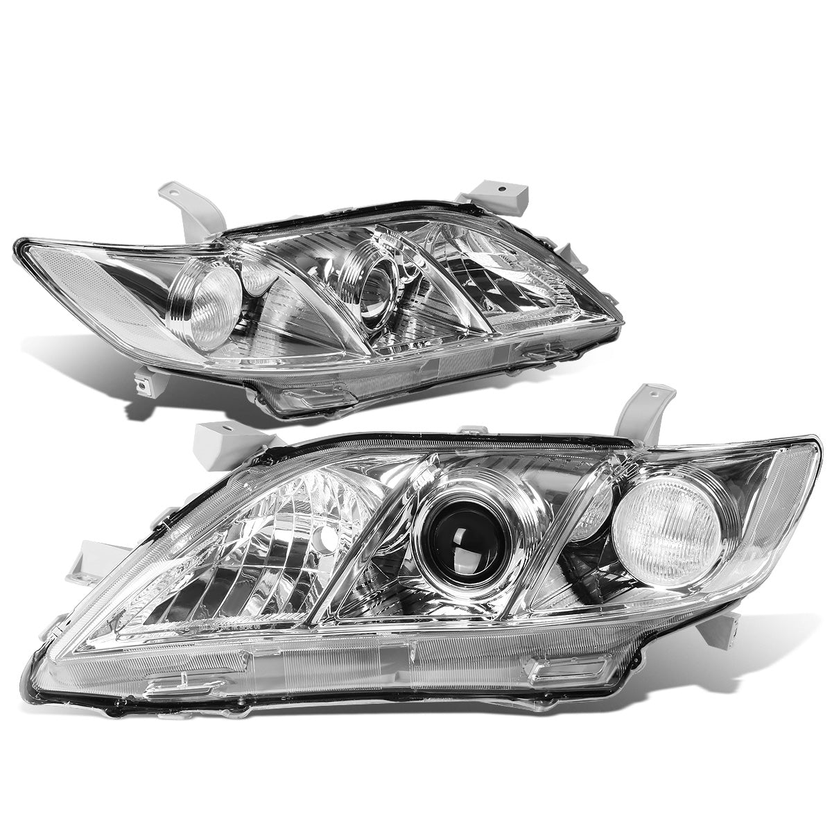 FAROS 07-09 TOYOTA CAMRY - H1 LOW BEAM / 9005 HIGH BEAM / 3457A TURN SIGNAL - CHROME HOUSING / CLEAR CORNER