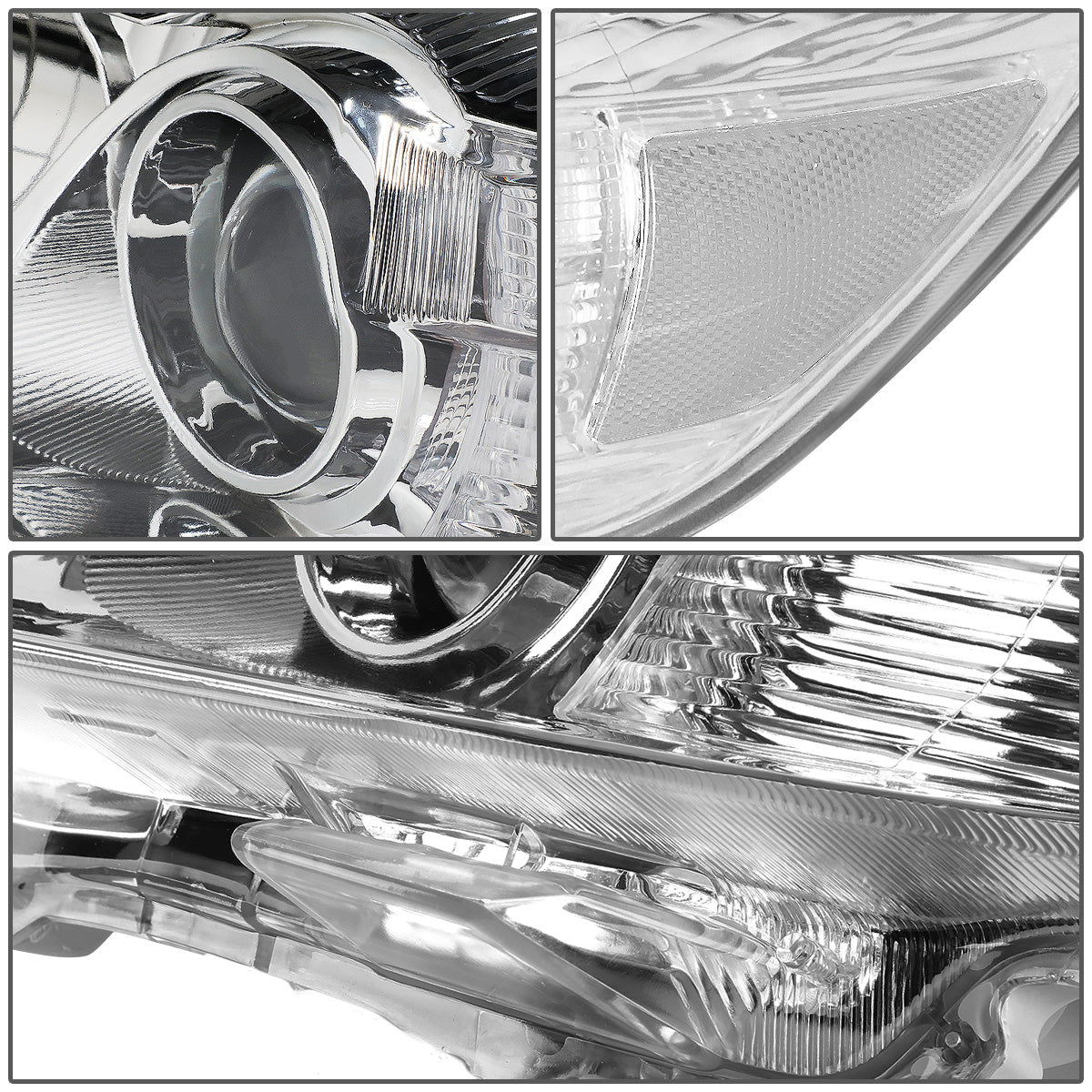 FAROS 10-11 TOYOTA CAMRY - PROJECTOR - H11 LOW BEAM / 9005 HIGH BEAM / 7440A TURN SIGNAL - CHROME HOUSING / CLEAR CORNER