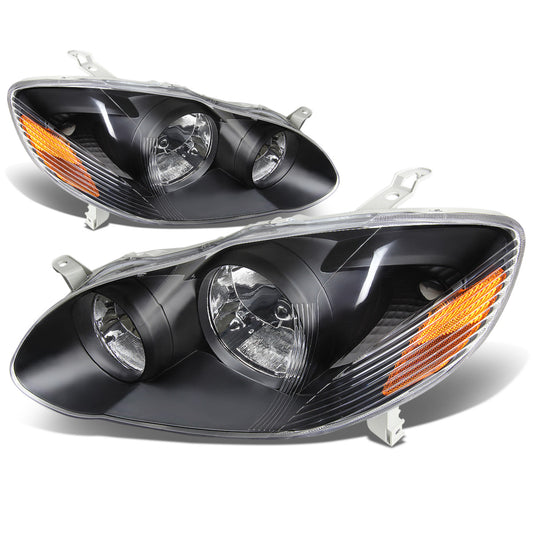 FAROS 03-08 TOYOTA COROLLA - 9006 LOW BEAM / 9005 HIGH BEAM / 3157A TURN SIGNAL - BLACK HOUSING / AMBER CORNER