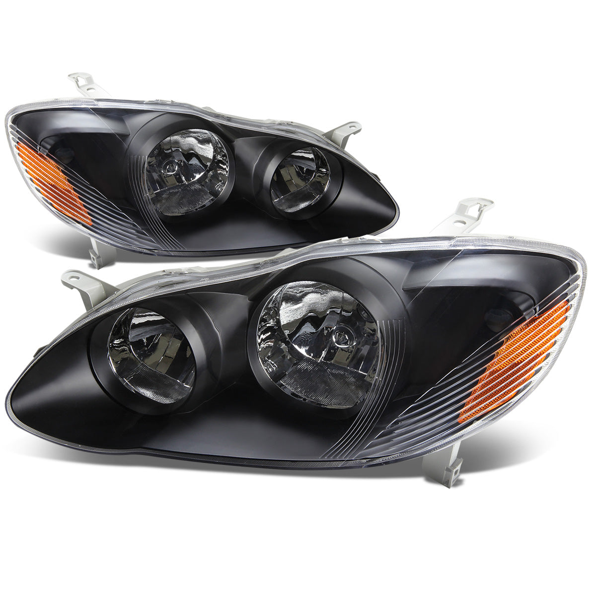 FAROS 03-08 TOYOTA COROLLA - 9006 LOW BEAM / 9005 HIGH BEAM / 3157A TURN SIGNAL - BLACK HOUSING / AMBER CORNER