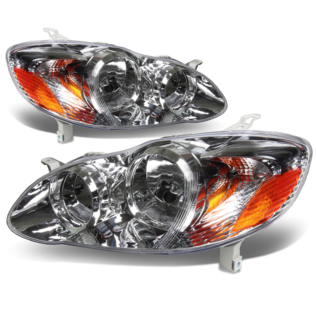 FAROS 03-08 TOYOTA COROLLA - 9006 LOW BEAM / 9005 HIGH BEAM / 3157A TURN SIGNAL - CHROME HOUSING / AMBER CORNE