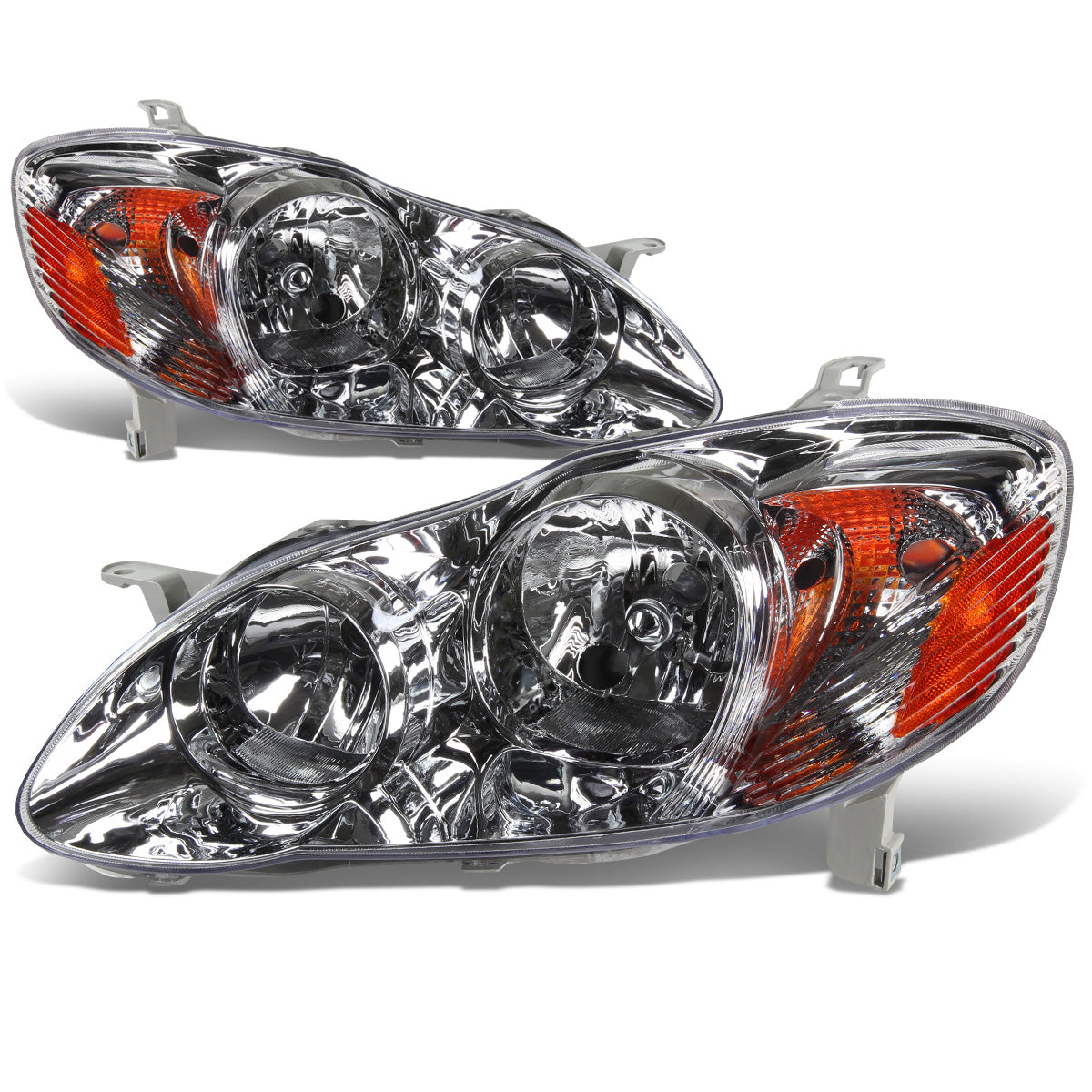 FAROS 03-08 TOYOTA COROLLA - 9006 LOW BEAM / 9005 HIGH BEAM / 3157A TURN SIGNAL - CHROME HOUSING / AMBER CORNE