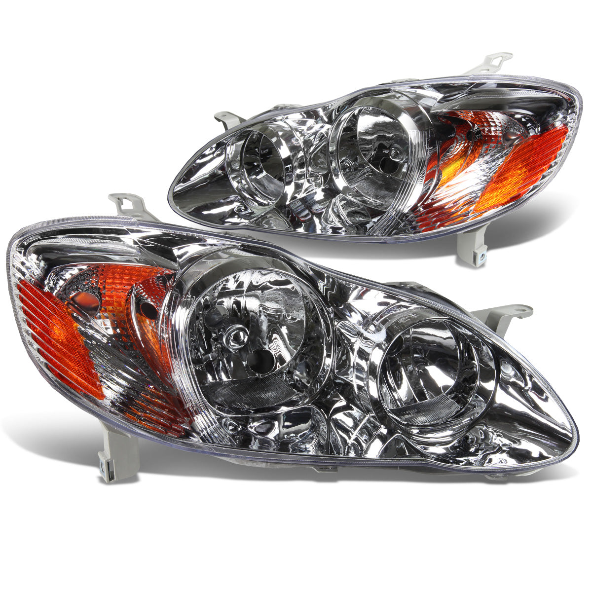 FAROS 03-08 TOYOTA COROLLA - 9006 LOW BEAM / 9005 HIGH BEAM / 3157A TURN SIGNAL - CHROME HOUSING / AMBER CORNE