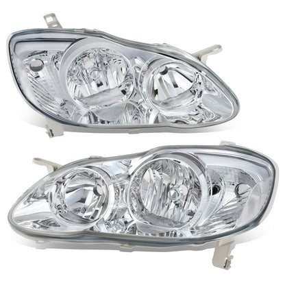 FAROS 03-08 TOYOTA COROLLA - 9006 LOW BEAM / 9005 HIGH BEAM / 3157A TURN SIGNAL - CHROME HOUSING / CLEAR CORNER