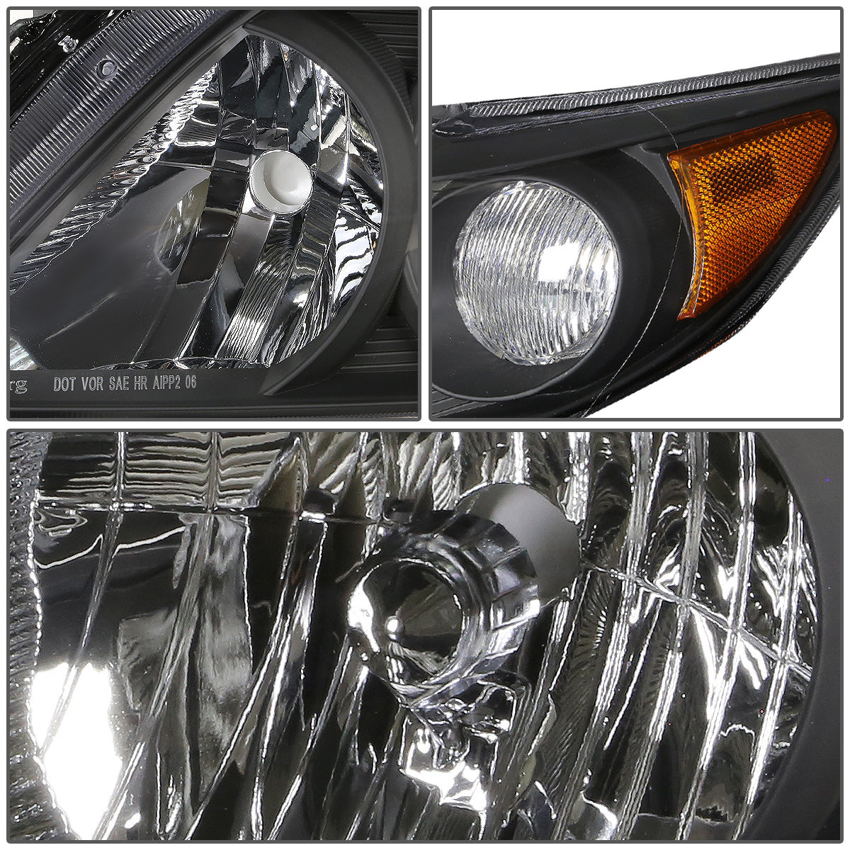 FAROS 09-10 TOYOTA COROLLA - 9006 LOW BEAM / 9005 HIGH BEAM / 3457A TURN SIGNAL - BLACK HOUSING / AMBER CORNER