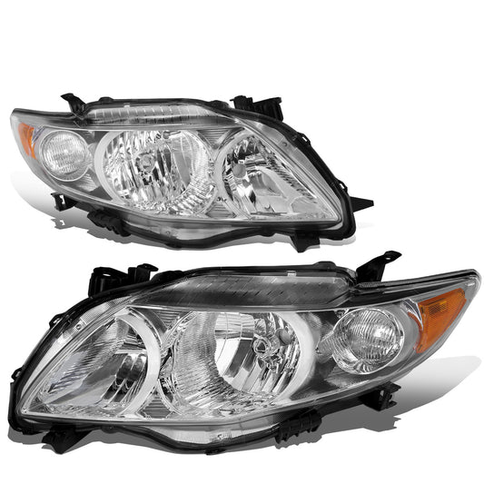 FAROS 09-10 TOYOTA COROLLA - 9006 LOW BEAM / 9005 HIGH BEAM / 3457A TURN SIGNAL - CHROME HOUSING / AMBER CORNER