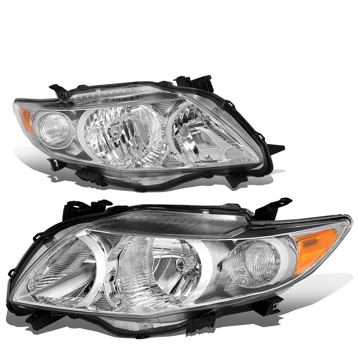 FAROS 09-10 TOYOTA COROLLA - 9006 LOW BEAM / 9005 HIGH BEAM / 3457A TURN SIGNAL - CHROME HOUSING / AMBER CORNER