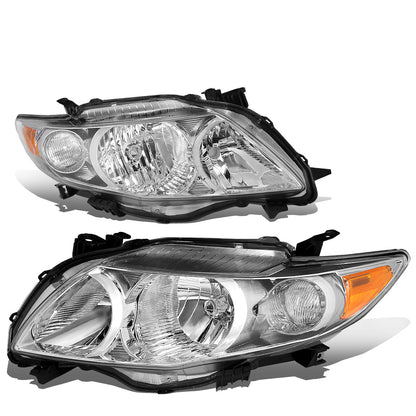 FAROS 09-10 TOYOTA COROLLA - 9006 LOW BEAM / 9005 HIGH BEAM / 3457A TURN SIGNAL - CHROME HOUSING / AMBER CORNER