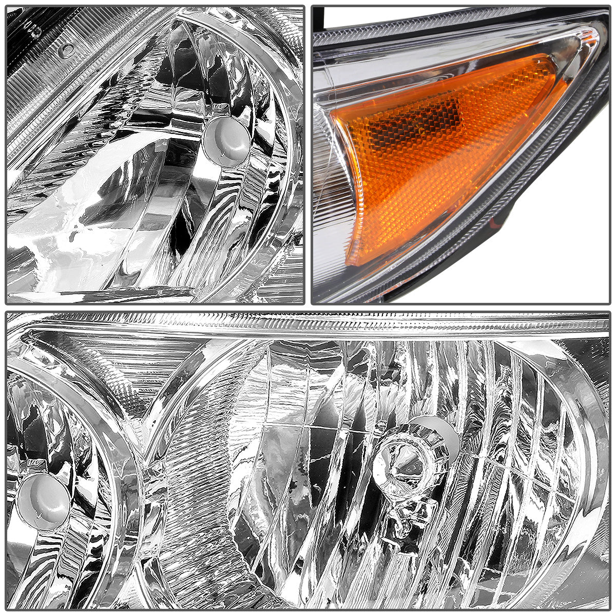 FAROS 09-10 TOYOTA COROLLA - 9006 LOW BEAM / 9005 HIGH BEAM / 3457A TURN SIGNAL - CHROME HOUSING / AMBER CORNER