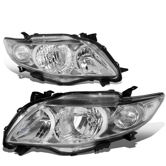 FAROS 09-10 TOYOTA COROLLA - 9006 LOW BEAM / 9005 HIGH BEAM / 3457A TURN SIGNAL - CHROME HOUSING / CLEAR CORNER