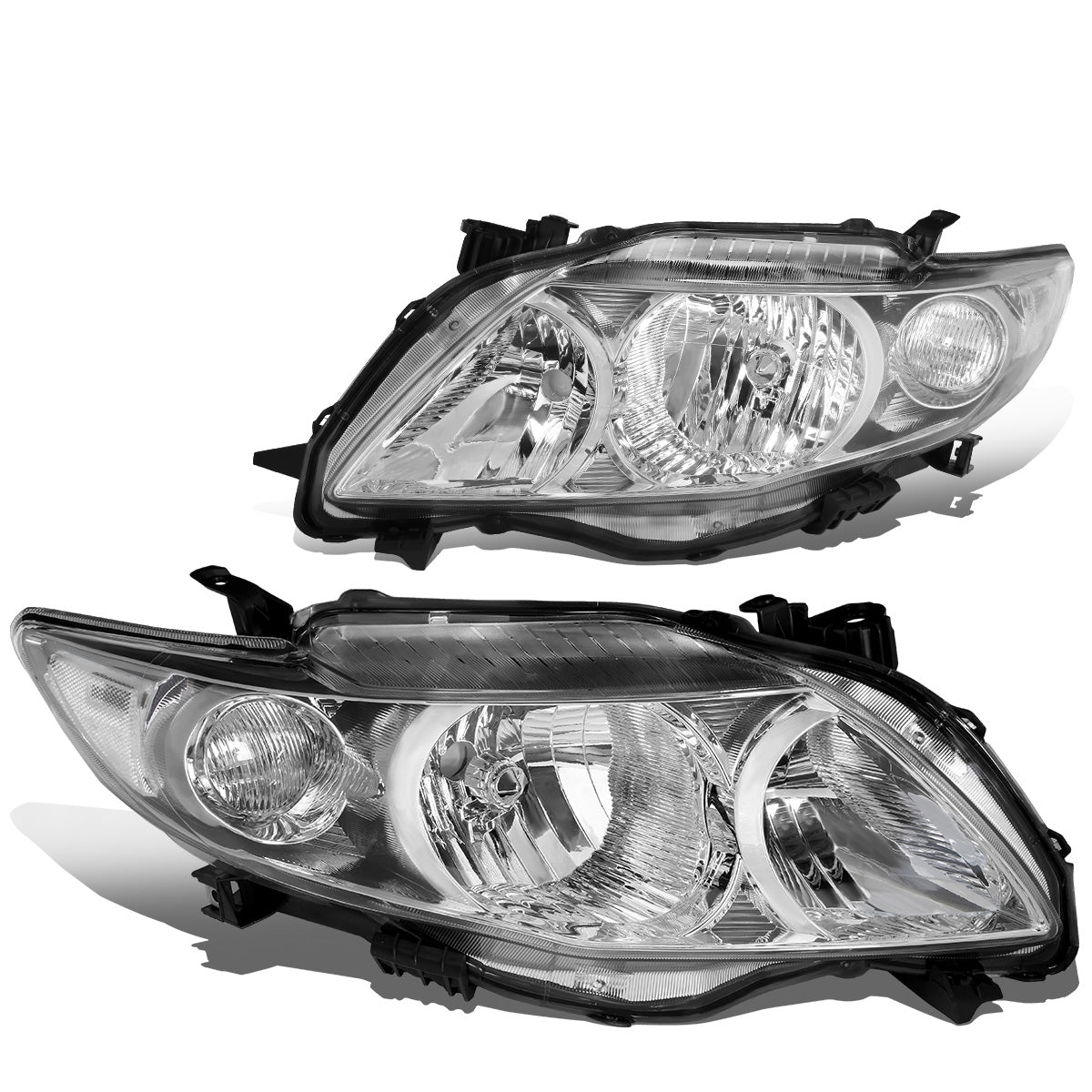 FAROS 09-10 TOYOTA COROLLA - 9006 LOW BEAM / 9005 HIGH BEAM / 3457A TURN SIGNAL - CHROME HOUSING / CLEAR CORNER