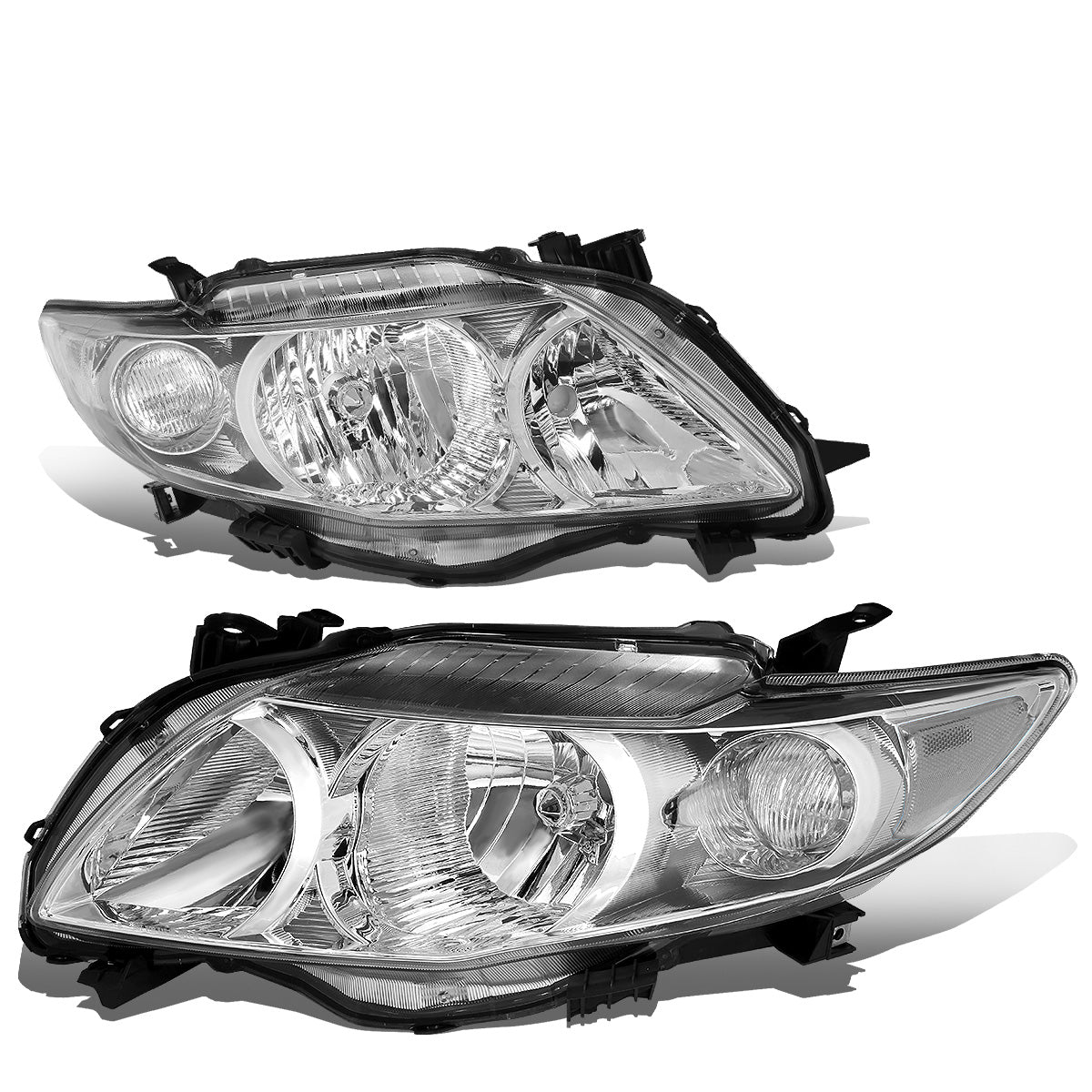 FAROS 09-10 TOYOTA COROLLA - 9006 LOW BEAM / 9005 HIGH BEAM / 3457A TURN SIGNAL - CHROME HOUSING / CLEAR CORNER