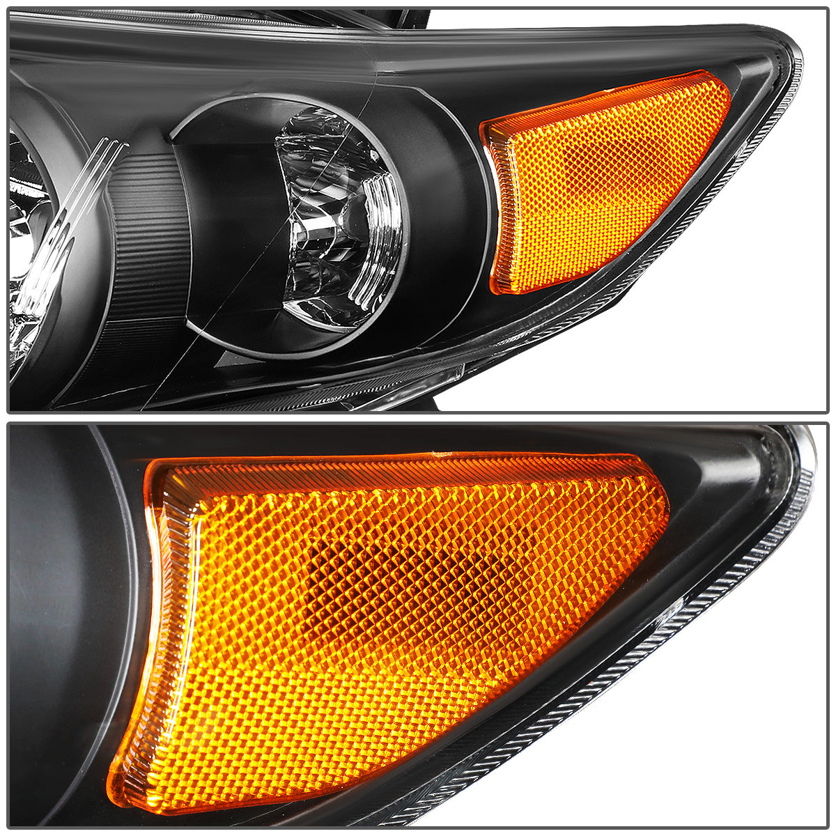 FAROS 11-13 TOYOTA COROLLA - 9006 LOW BEAM / 9005 HIGH BEAM / 3457A TURN SIGNAL - BLACK HOUSING / AMBER CORNER