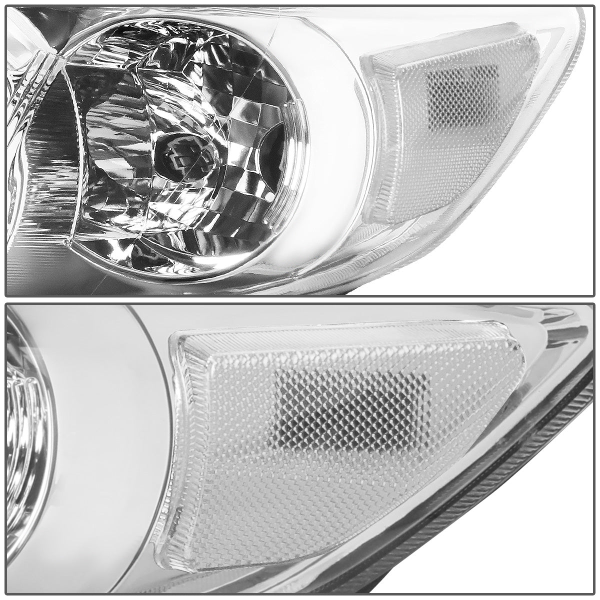 FAROS 11-13 TOYOTA COROLLA - 9006 LOW BEAM / 9005 HIGH BEAM / 3457A TURN SIGNAL - CHROME HOUSING / CLEAR CORNE