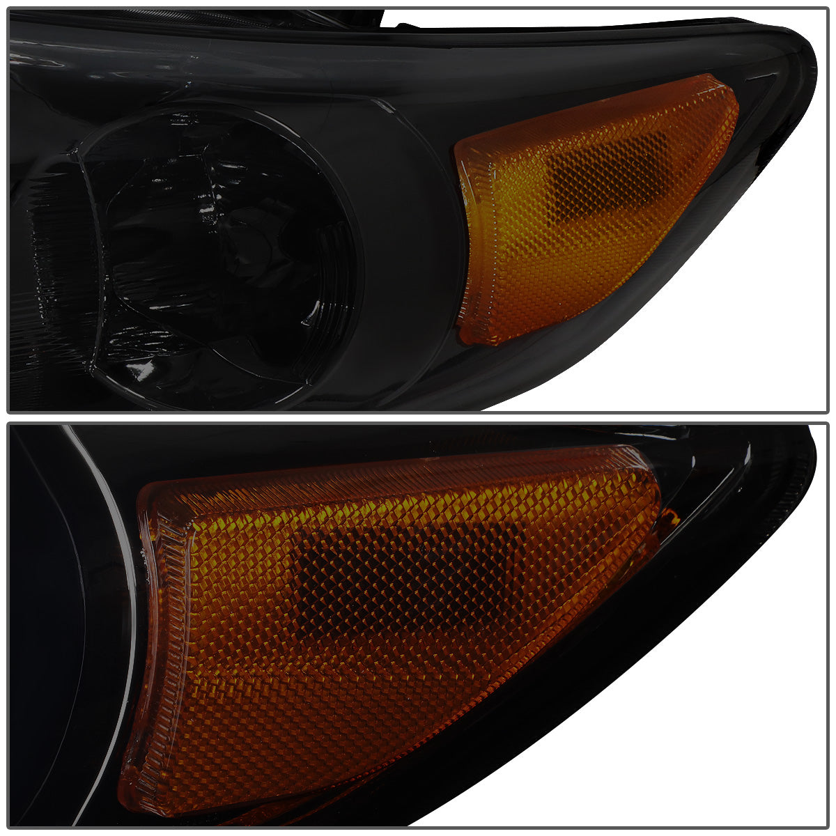FAROS 11-13 TOYOTA COROLLA - 9006 LOW BEAM / 9005 HIGH BEAM / 3457A TURN SIGNAL - SMOKE HOUSING / AMBER CORNER