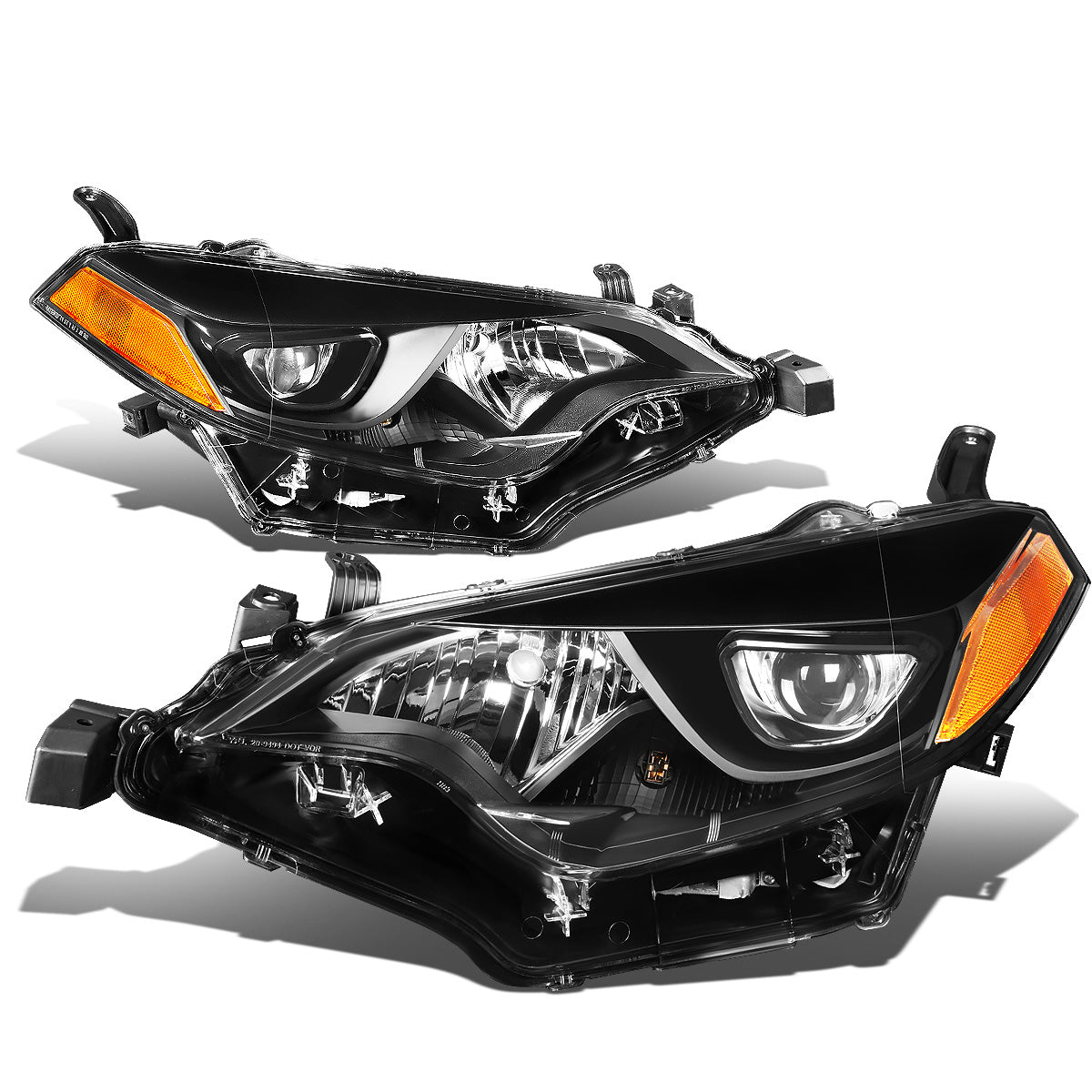 FAROS 14-16 TOYOTA COROLLA SEDAN - PROJECTOR - LED LOW BEAM / 9005 HIGH BEAM - 7444NA TURN SIGNAL - BLACK HOUSING / AMBER CORNER