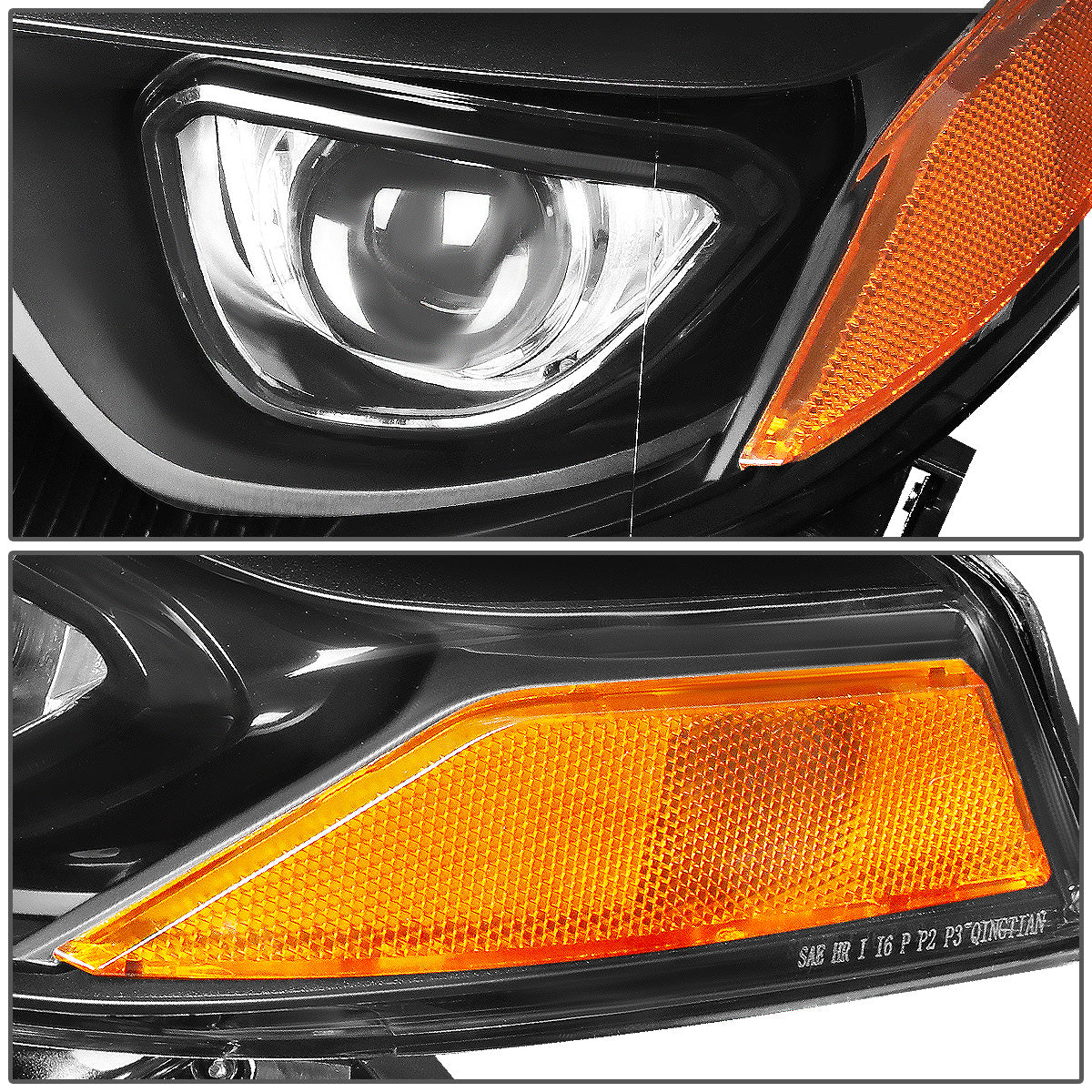 FAROS 14-16 TOYOTA COROLLA SEDAN - PROJECTOR - LED LOW BEAM / 9005 HIGH BEAM - 7444NA TURN SIGNAL - BLACK HOUSING / AMBER CORNER