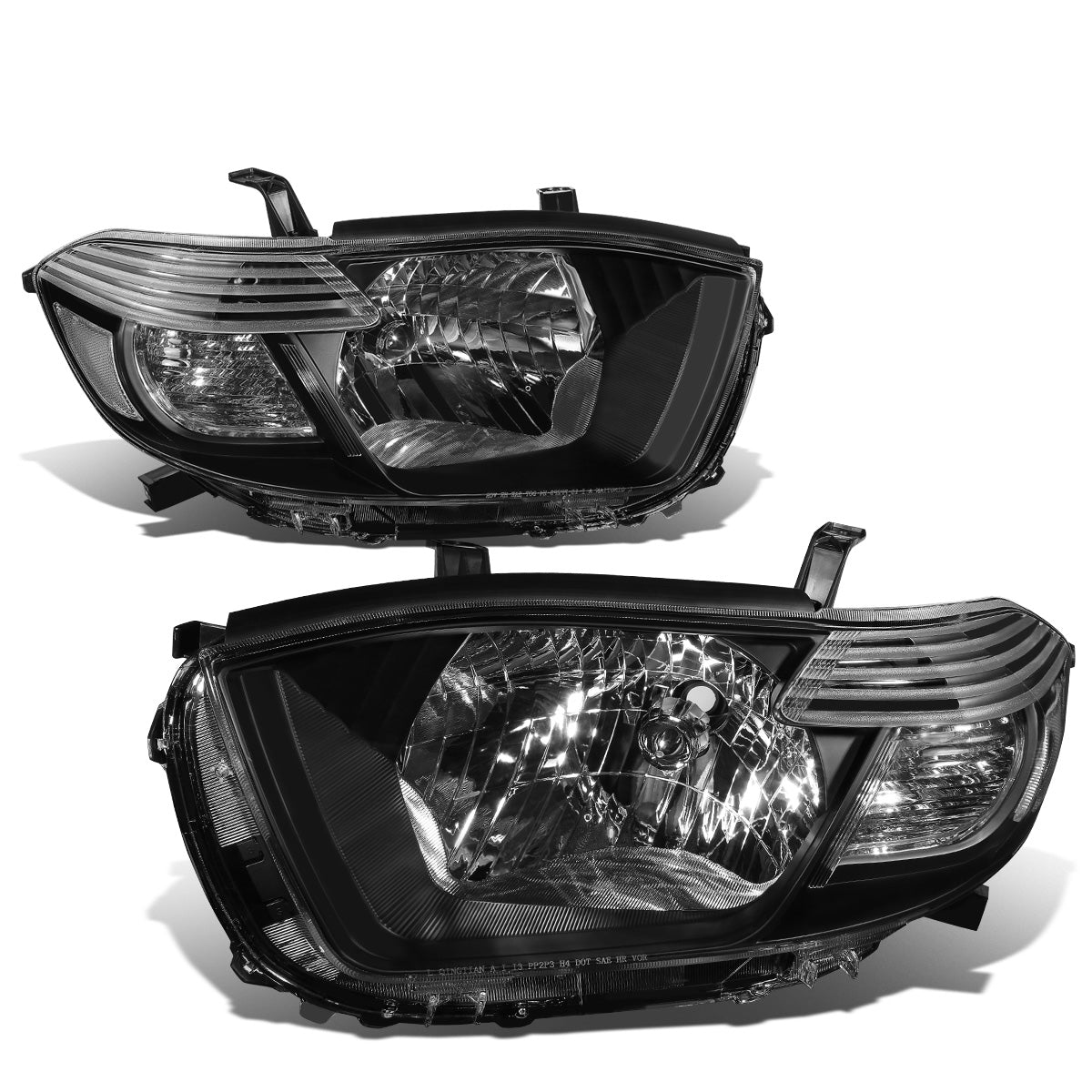 FAROS 08-10 TOYOTA HIGHLANDER - H4 LOW BEAM / HIGH BEAM / 7440A TURN SIGNAL - BLACK HOUSING / CLEAR CORNER