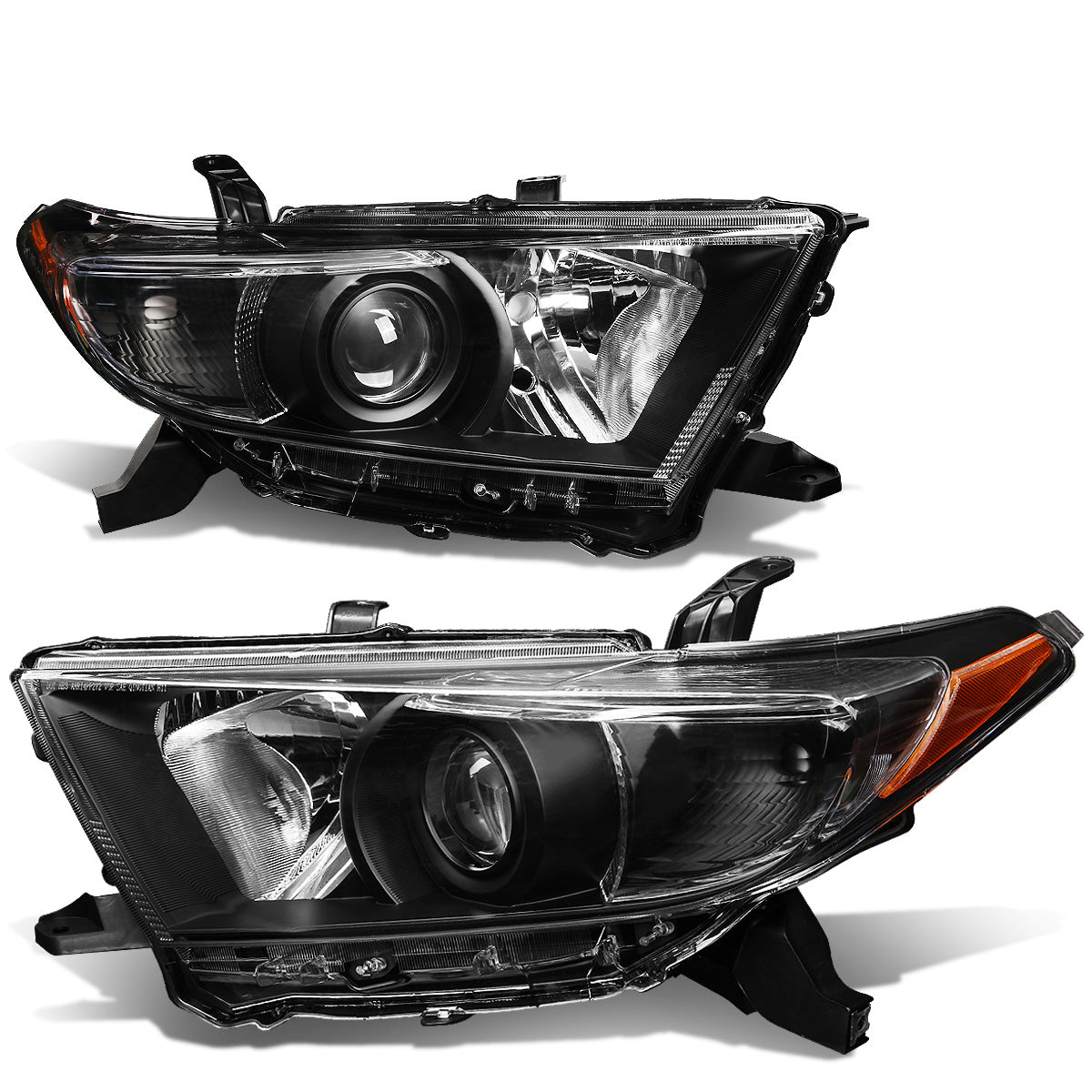 FAROS 11-13 TOYOTA HIGHLANDER - PROJECTOR - 9005 LOW BEAM / H11 HIGH BEAM / 3457A TURN SIGNAL - BLACK HOUSING / AMBER CORNER