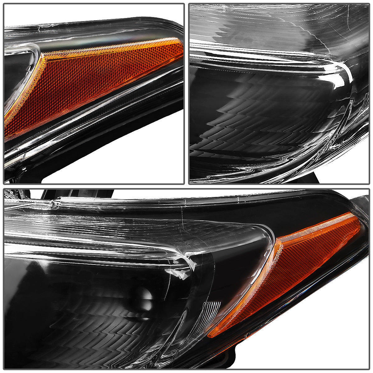 FAROS 11-13 TOYOTA HIGHLANDER - PROJECTOR - 9005 LOW BEAM / H11 HIGH BEAM / 3457A TURN SIGNAL - BLACK HOUSING / AMBER CORNER