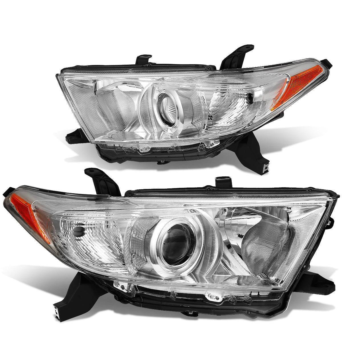 FAROS 11-13 TOYOTA HIGHLANDER - PROJECTOR - 9005 LOW BEAM / H11 HIGH BEAM / 3457A TURN SIGNAL - CHROME HOUSING / AMBER CORNER