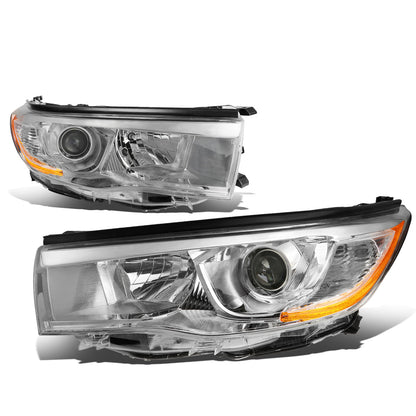 FAROS 14-16 TOYOTA HIGHLANDER - PROJECTOR - 9005 LOW BEAM / H11 HIGH BEAM / 7444NA TURN SIGNAL - CHROME HOUSING / AMBER CORNER