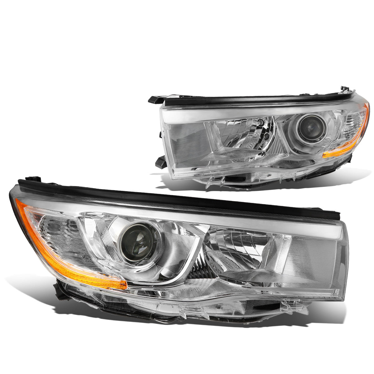 FAROS 14-16 TOYOTA HIGHLANDER - PROJECTOR - 9005 LOW BEAM / H11 HIGH BEAM / 7444NA TURN SIGNAL - CHROME HOUSING / AMBER CORNER