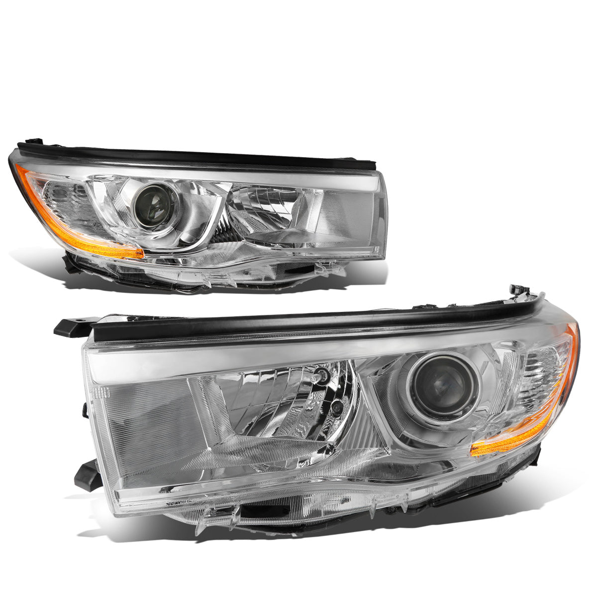 FAROS 14-16 TOYOTA HIGHLANDER - PROJECTOR - 9005 LOW BEAM / H11 HIGH BEAM / 7444NA TURN SIGNAL - CHROME HOUSING / AMBER CORNER